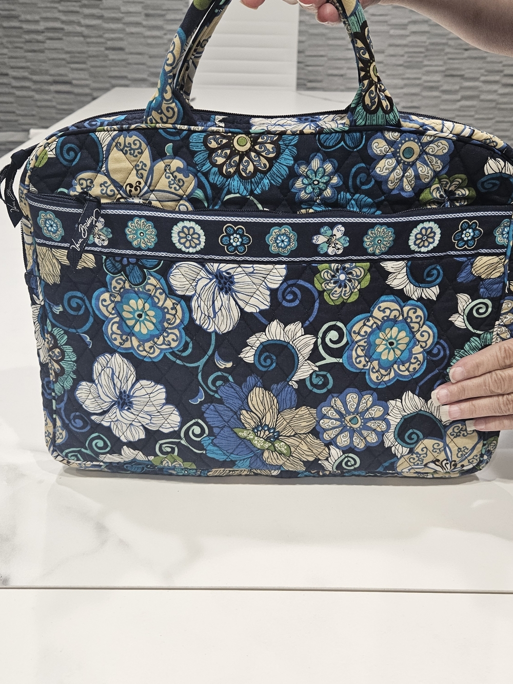 Vera Bradley Navy Small Floral Quilted  Tote